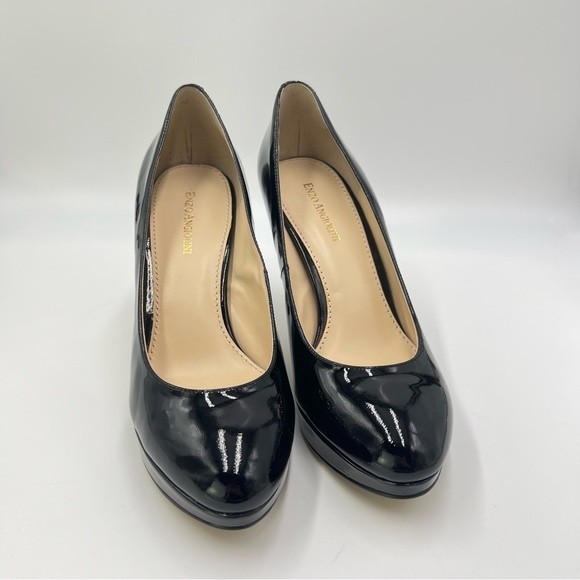 Enzo‎ Angiolini Size 8 Classic Black Patent Leather Platform Heels Pumps Shoes - Picture 3 of 16